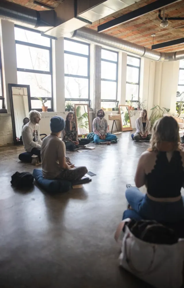 A group meditation session